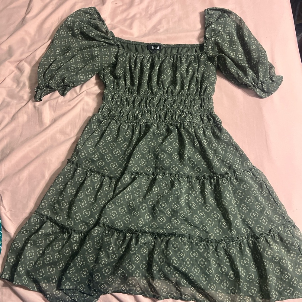 Trixxi Green Smocked Dress